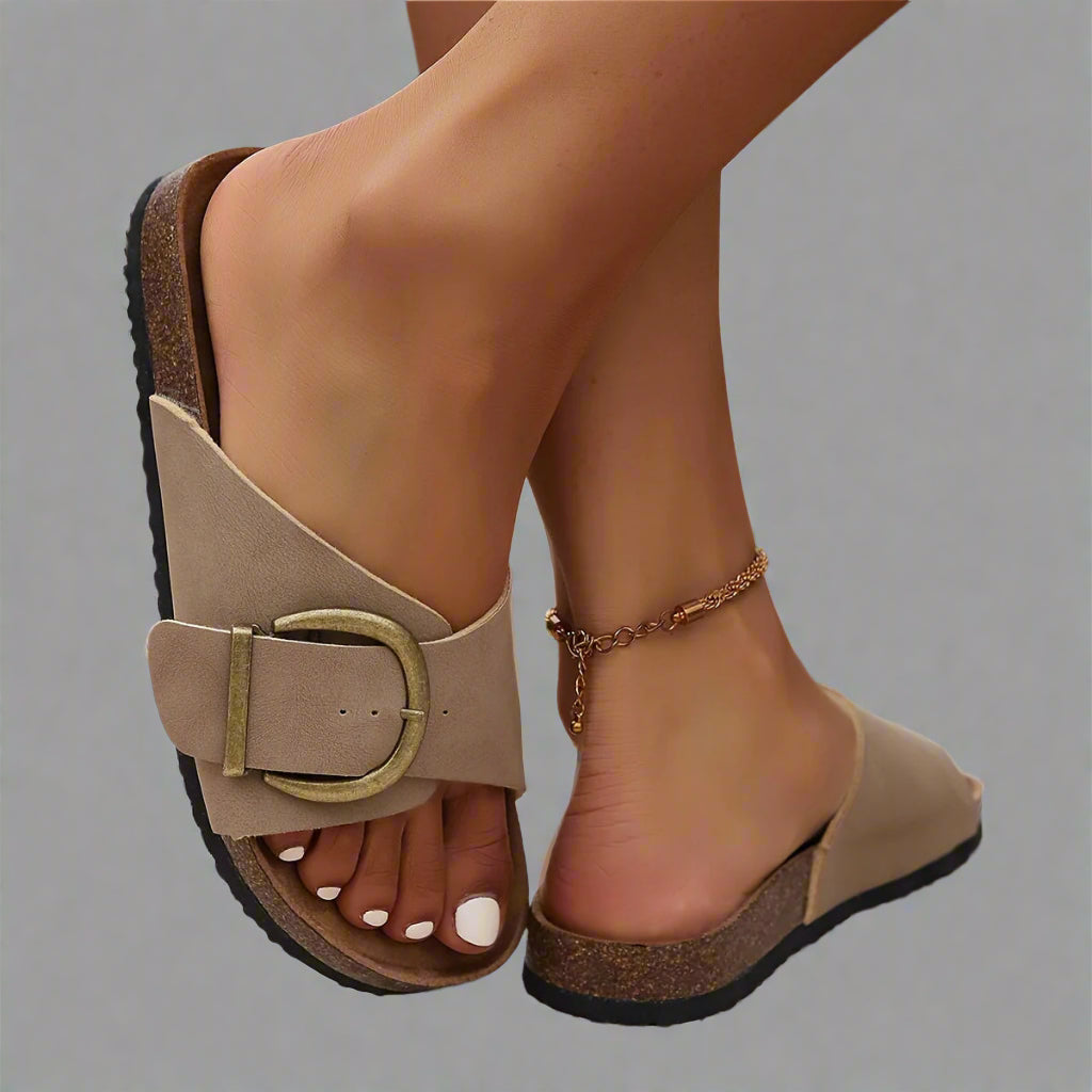 Tanya | Women's Slip On Summer Sandals with Buckle Style
