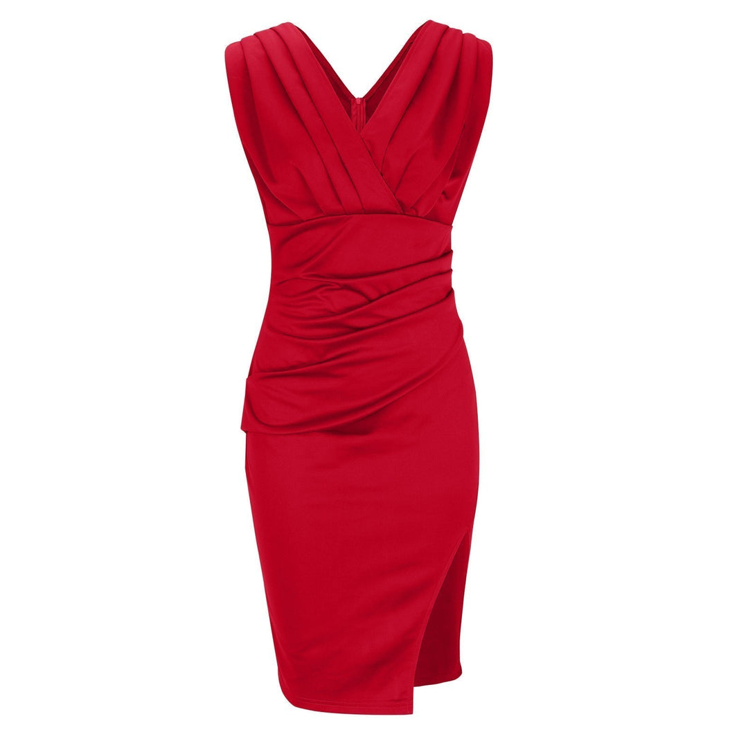 Mariella | Women's Chic V Neck Bodycon Dress with Slit