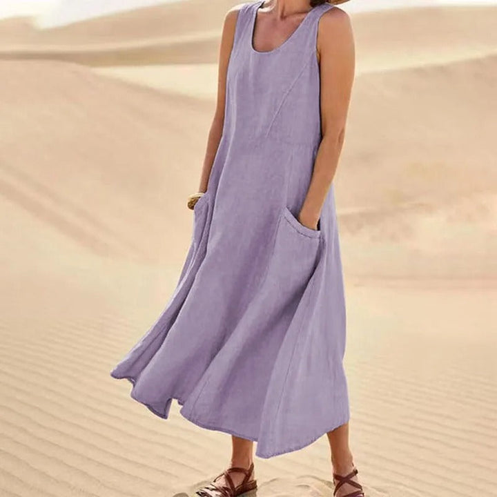 Ara | Women's Sleeveless Linen Summer Dress with Pockets