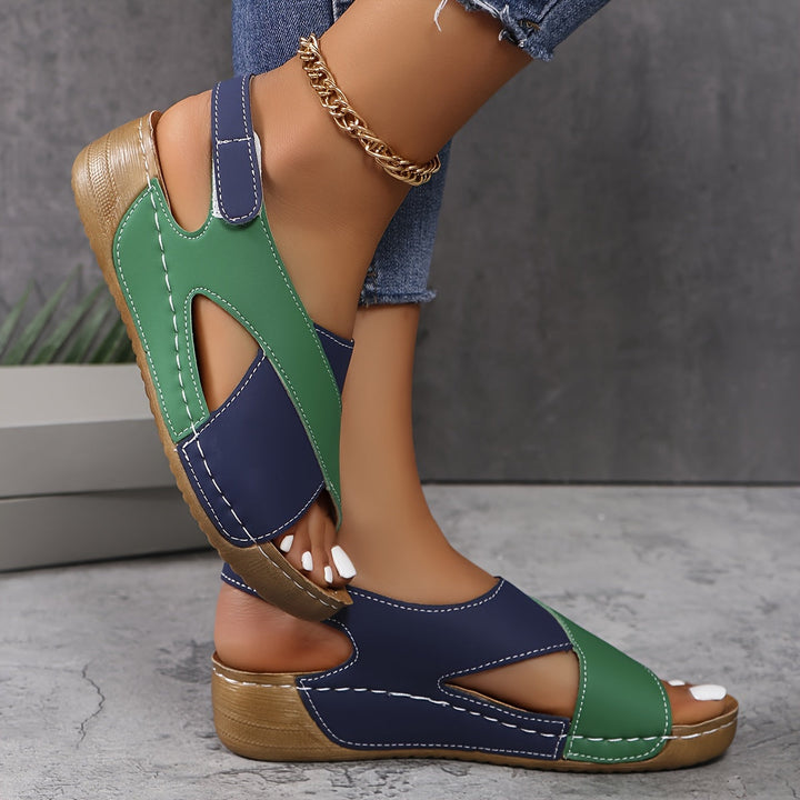 Harper | Women's Criss-cross Wedge Sandals with Colorblock