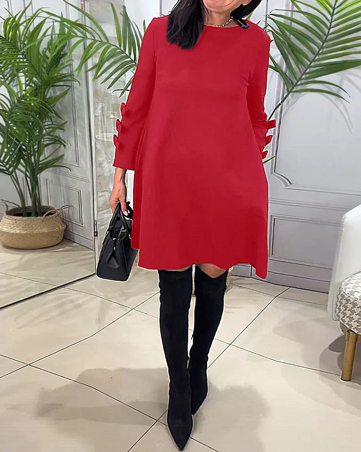 Elani | Women's A-Line Mini Dress with Bow Sleeve Accents