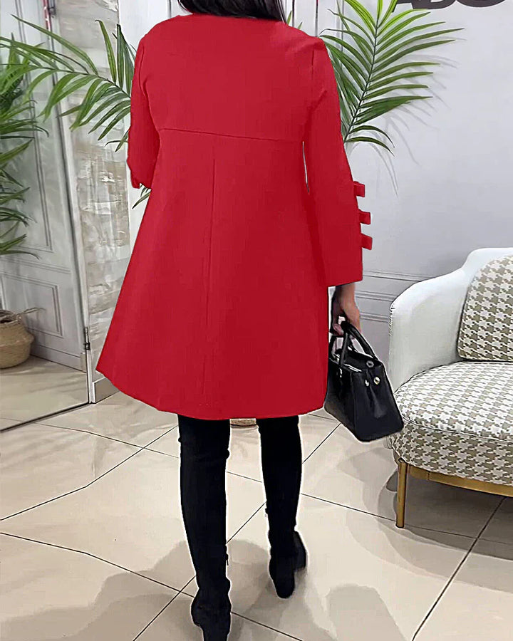 Elani | Women's A-Line Mini Dress with Bow Sleeve Accents
