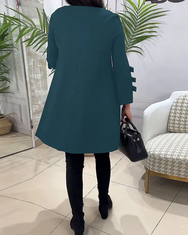 Elani | Women's A-Line Mini Dress with Bow Sleeve Accents