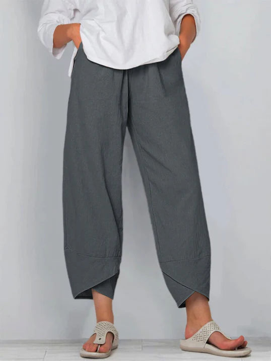 Cameron | Women's Linen Summer Pants with Wrap Hem