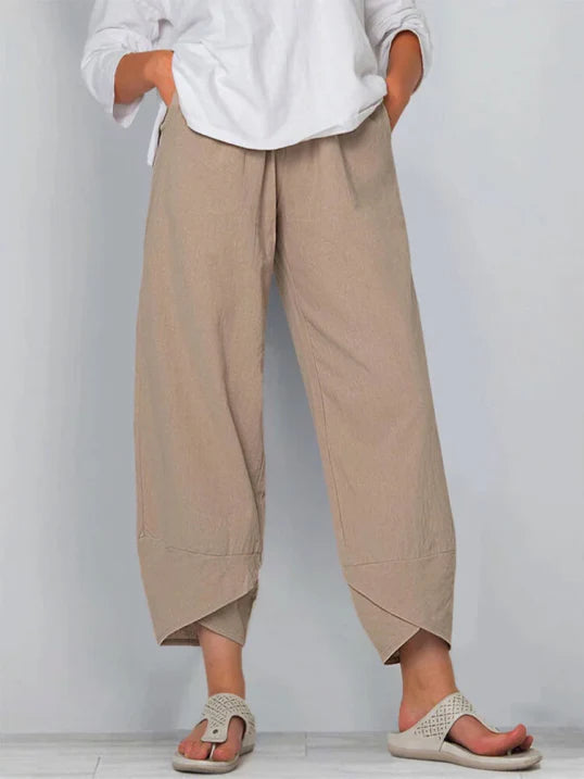 Cameron | Women's Linen Summer Pants with Wrap Hem