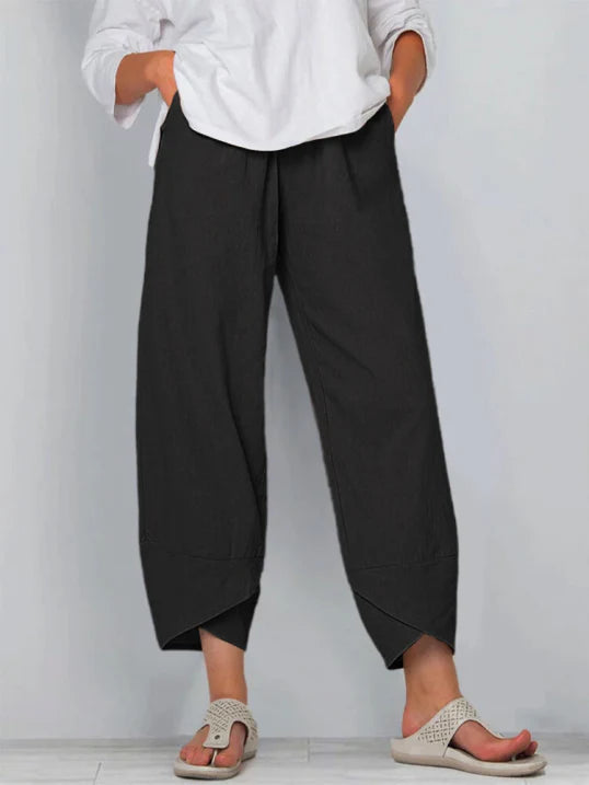 Cameron | Women's Linen Summer Pants with Wrap Hem