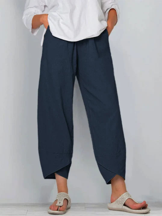 Cameron | Women's Linen Summer Pants with Wrap Hem
