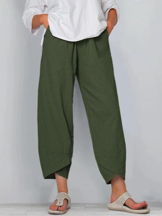 Cameron | Women's Linen Summer Pants with Wrap Hem