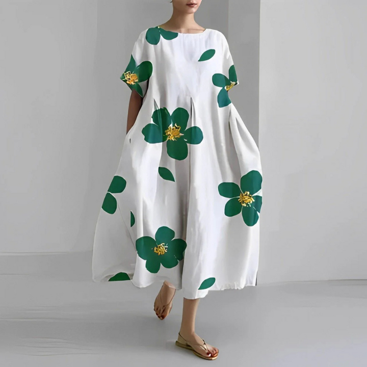 Ashley | Women's Loose Fit Midi Dress with Floral Print