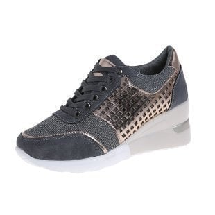 Amber | Women's Wedge Heel Support Sneakers with Metallic Style