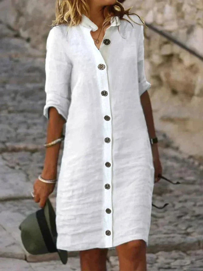 Myrtel | Women's Relaxed Fit Linen Blend Shirt Dress