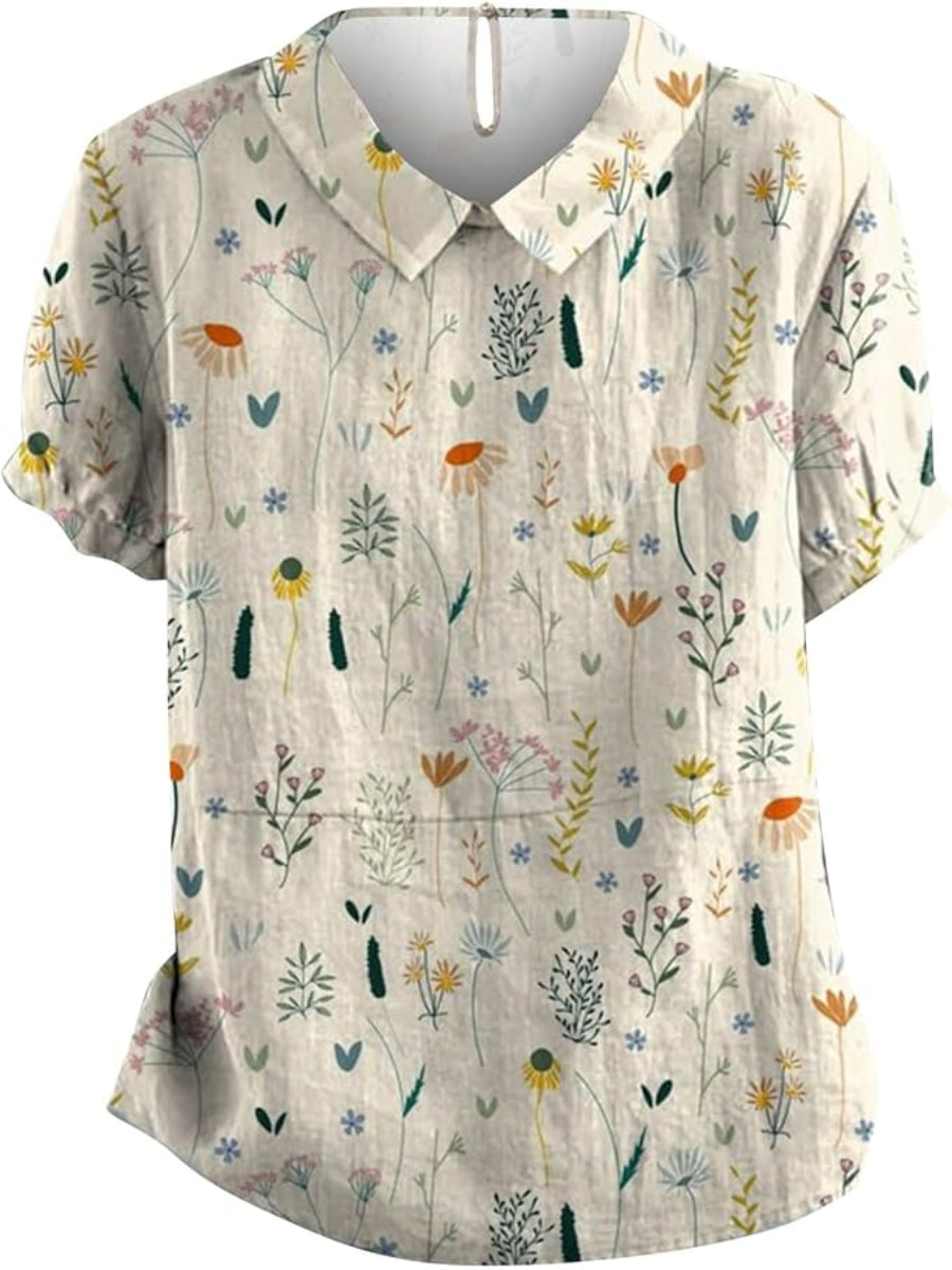 Relyn | Women's Loose Fit Floral Blouse with Collar