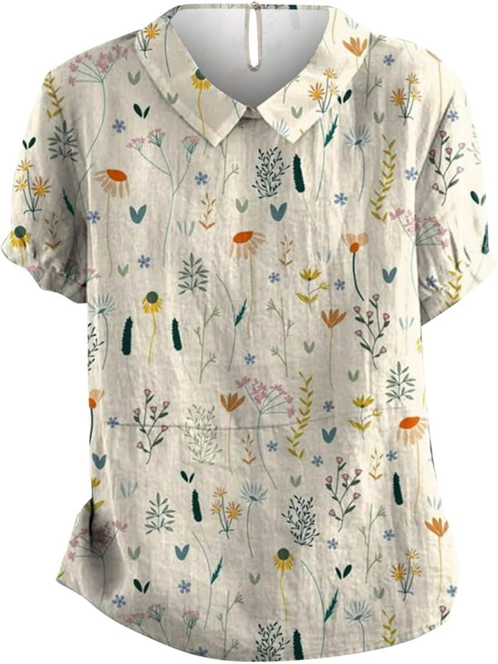 Relyn | Women's Loose Fit Floral Blouse with Collar
