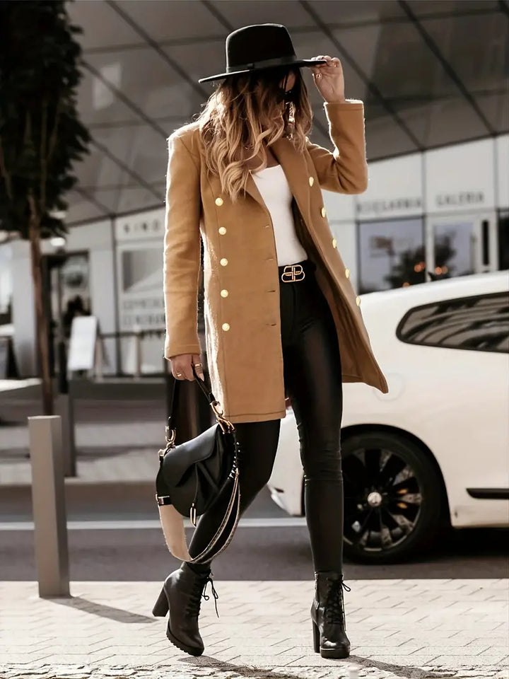 Vanessa | Women's Mid-Length Blazer with Gold Buttons