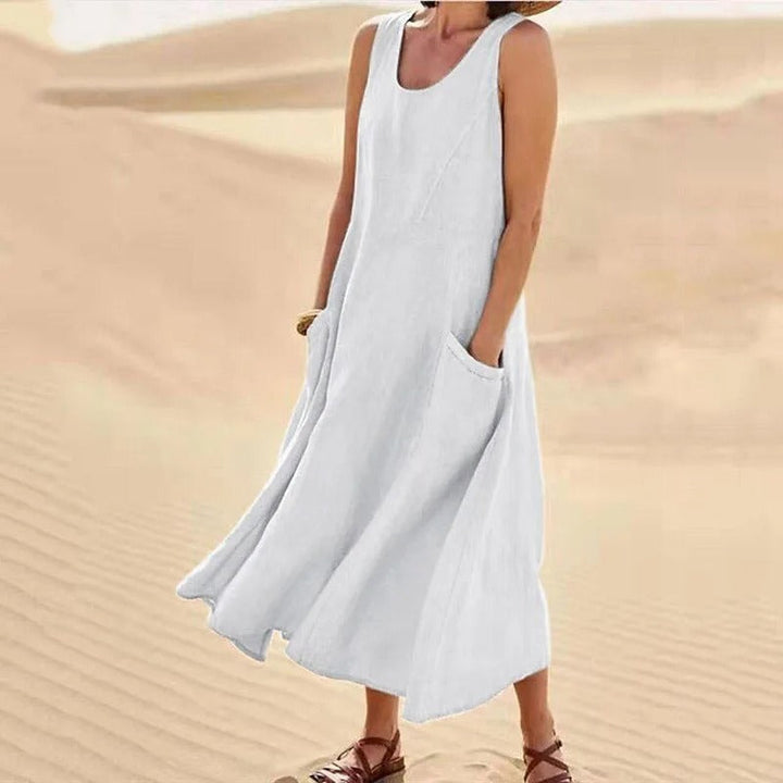 Ara | Women's Sleeveless Linen Summer Dress with Pockets