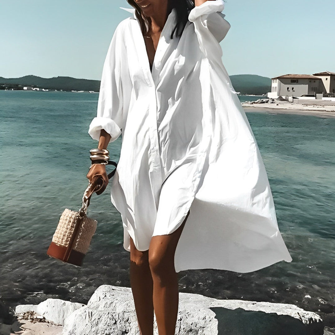 Brooke | Women's Oversize Button Front Shirt Dress