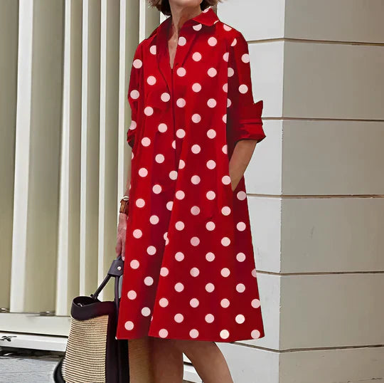 Nicole | Women's Folded Sleeve Shirt Dress with Buttons