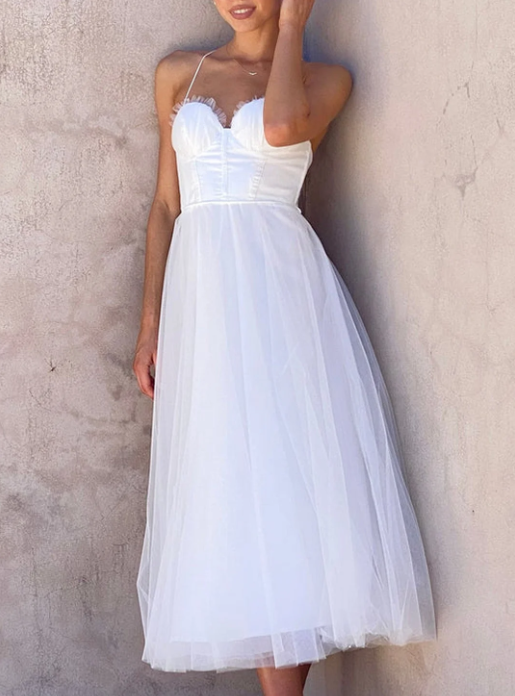 Alina | Women’s Elegant Sleeveless Midi Dress with Chiffon Style