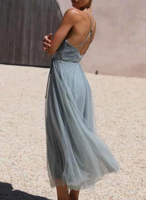 Alina | Women’s Elegant Sleeveless Midi Dress with Chiffon Style