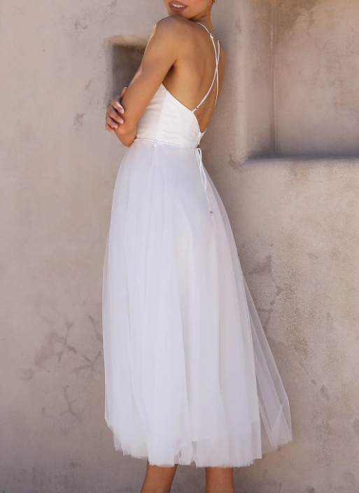 Alina | Women’s Elegant Sleeveless Midi Dress with Chiffon Style