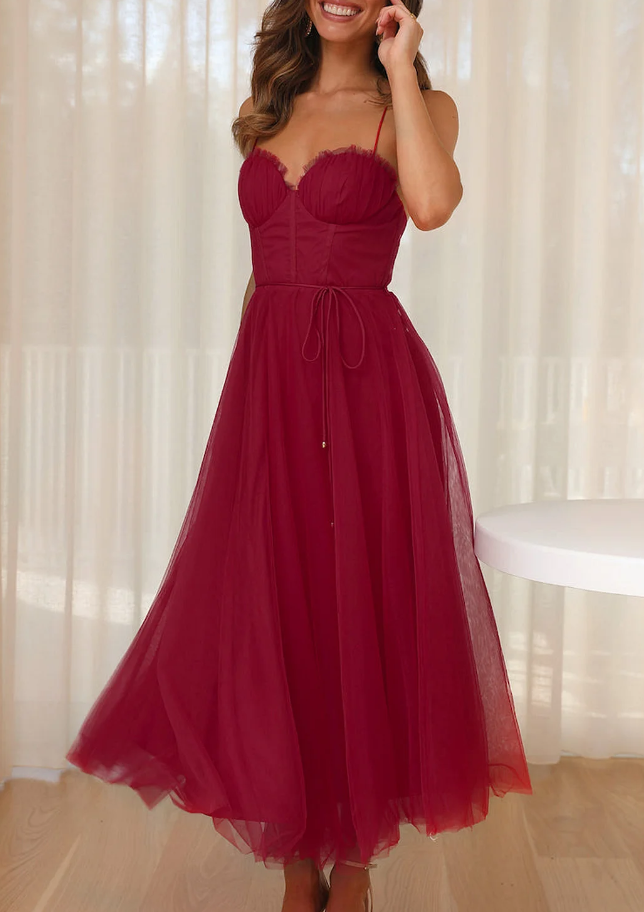 Alina | Women’s Elegant Sleeveless Midi Dress with Chiffon Style