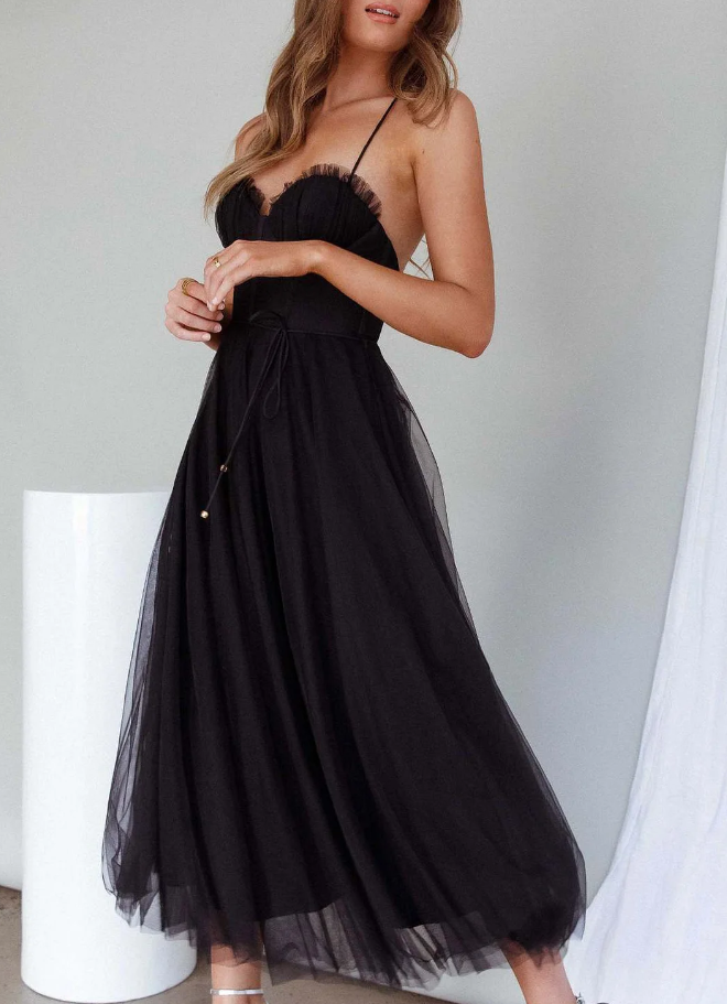 Alina | Women’s Elegant Sleeveless Midi Dress with Chiffon Style
