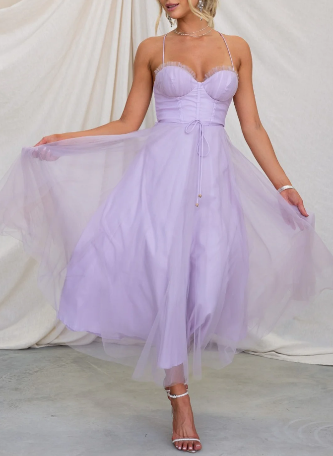 Alina | Women’s Elegant Sleeveless Midi Dress with Chiffon Style