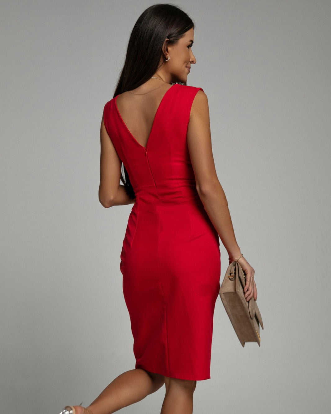 Mariella | Women's Chic V Neck Bodycon Dress with Slit