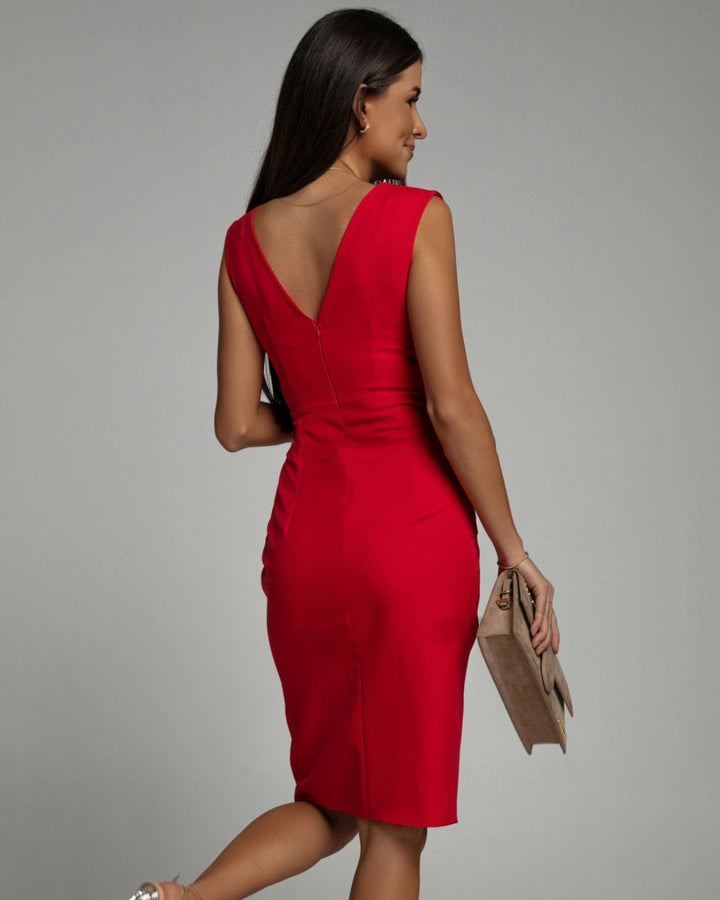 Mariella | Women's Chic V Neck Bodycon Dress with Slit