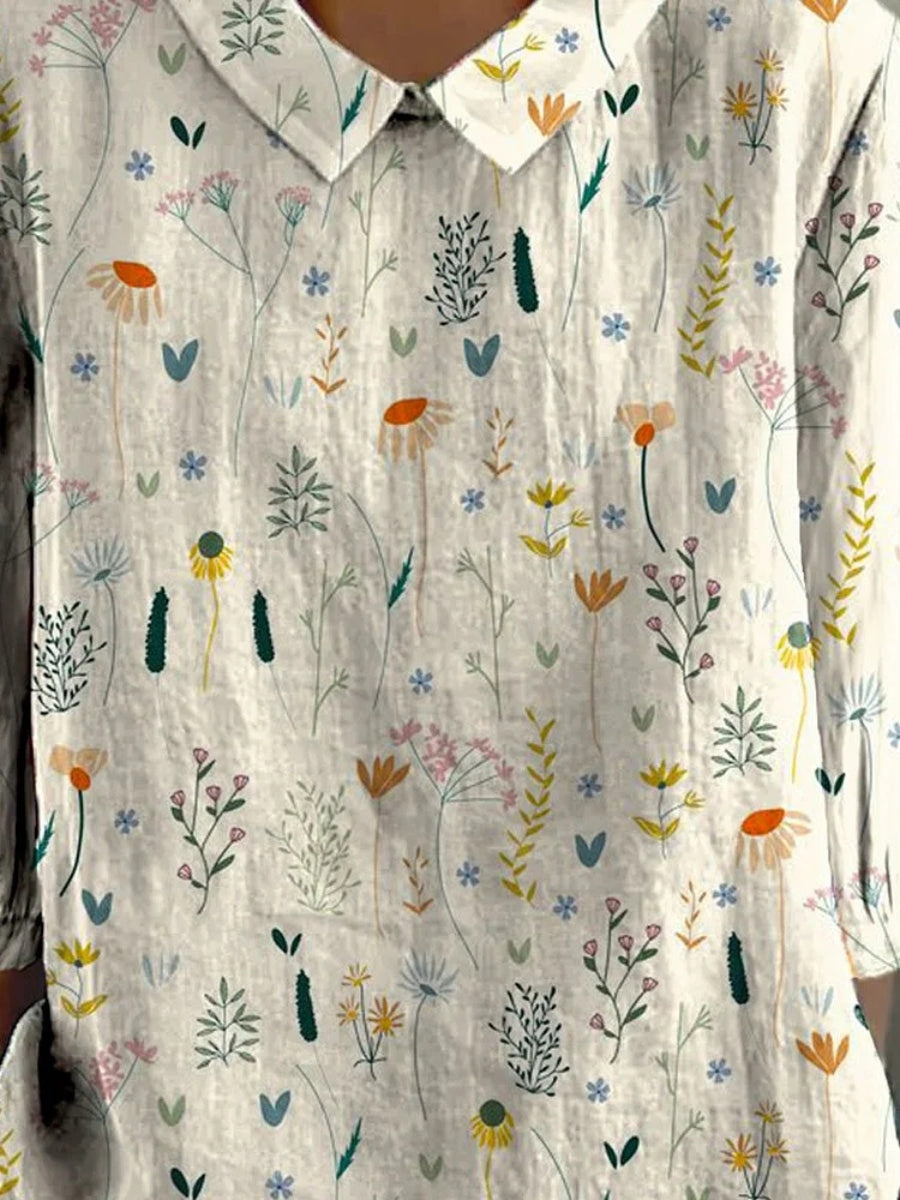 Relyn | Women's Loose Fit Floral Blouse with Collar