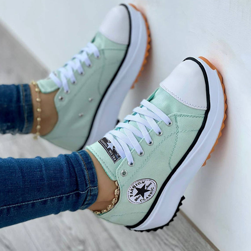 Kylie | Women’s Platform Canvas Sneakers with Rubber Sole