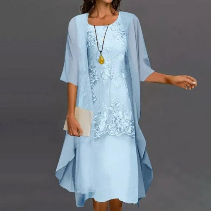 Sydney | Women's Floral Lace Sleeveless Midi Dress and Cardigan Set