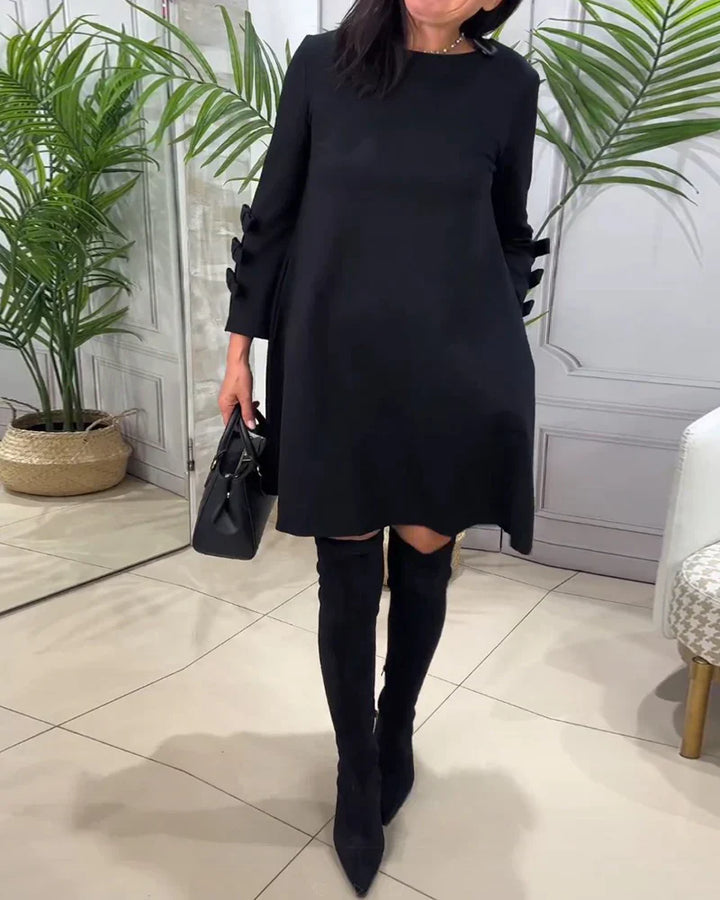Elani | Women's A-Line Mini Dress with Bow Sleeve Accents