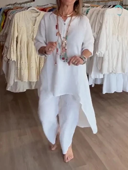 Millie | Women's Casual Tunic Top and Wide Leg Pants Set