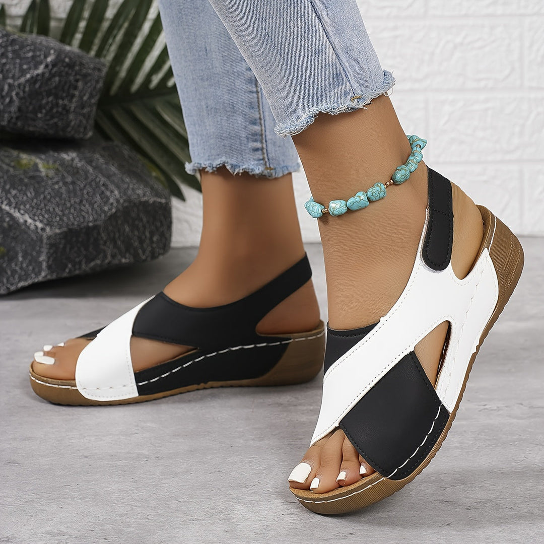 Harper | Women's Criss-cross Wedge Sandals with Colorblock