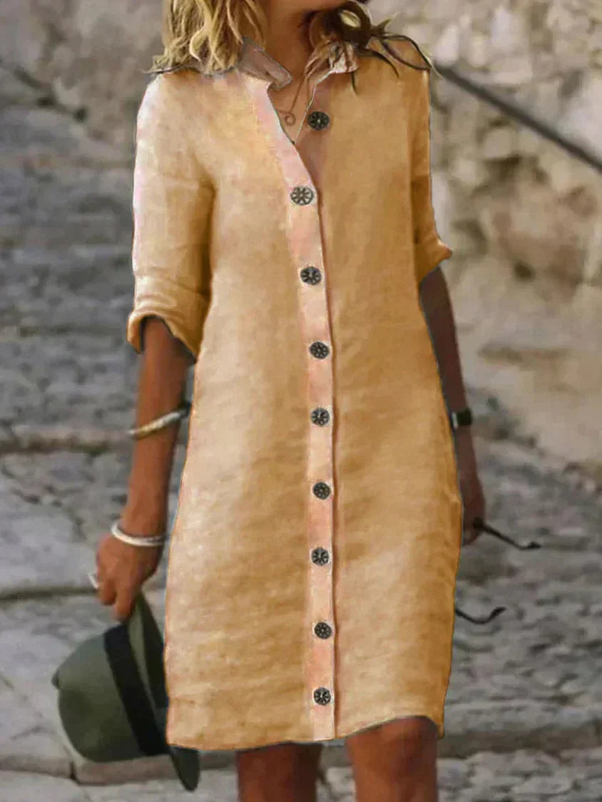 Myrtel | Women's Relaxed Fit Linen Blend Shirt Dress