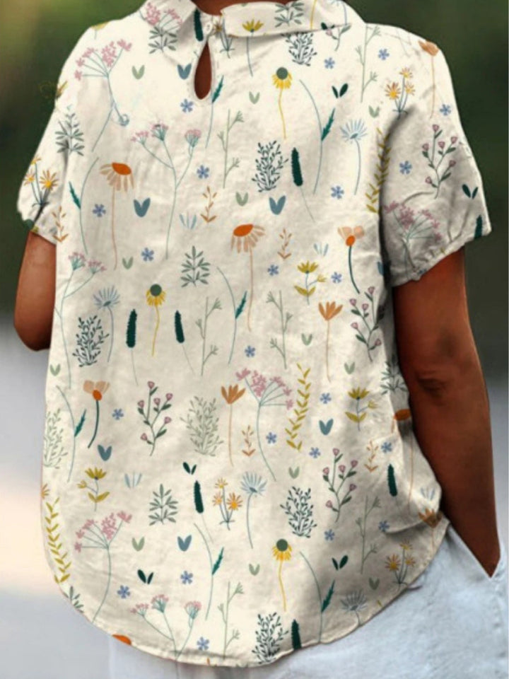 Relyn | Women's Loose Fit Floral Blouse with Collar