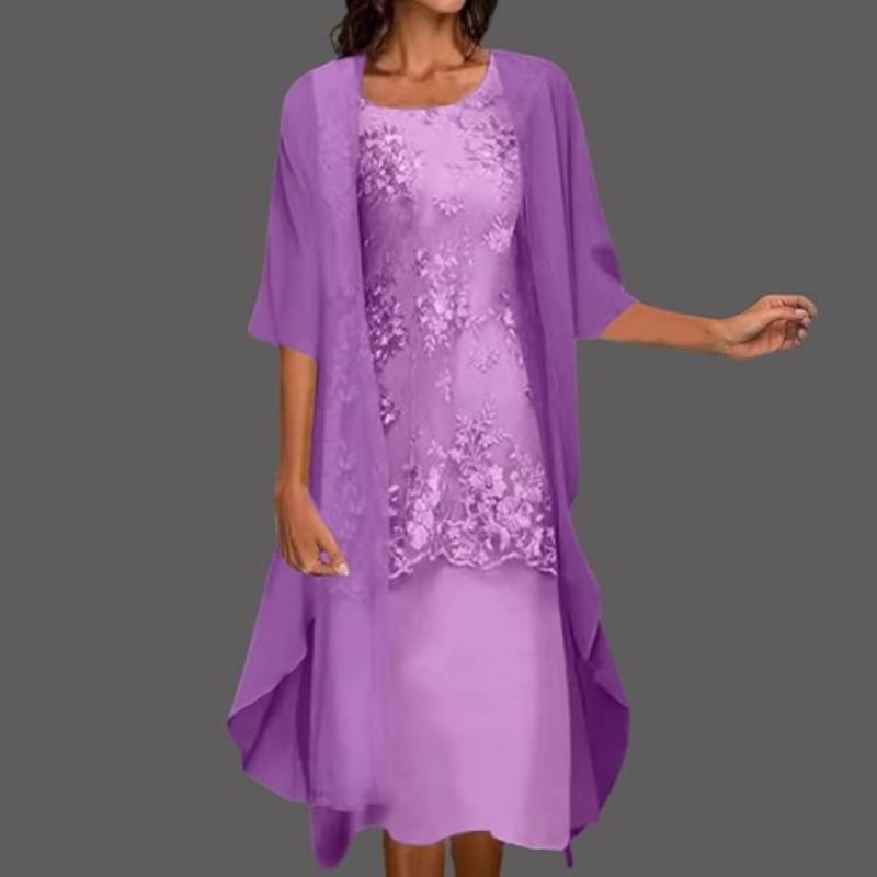 Sydney | Women's Floral Lace Sleeveless Midi Dress and Cardigan Set
