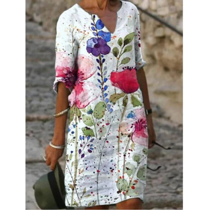 Jewel | Women's Graphic Print V Neck Summer Mini Dress