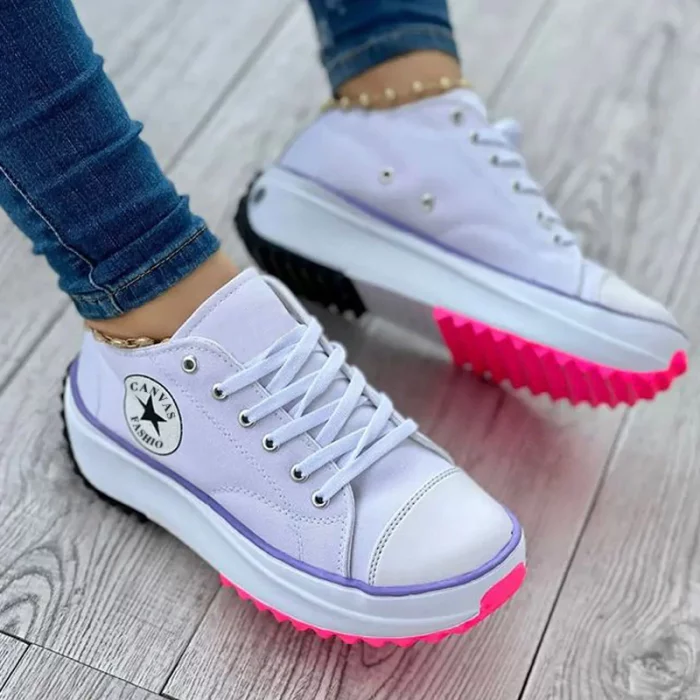 Kylie | Women’s Platform Canvas Sneakers with Rubber Sole