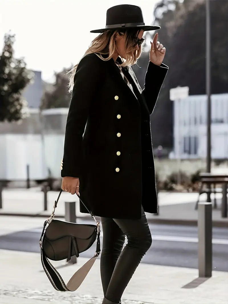 Vanessa | Women's Mid-Length Blazer with Gold Buttons