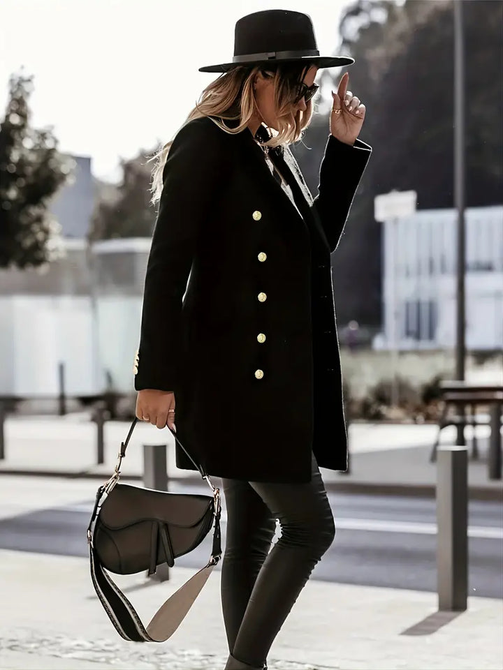 Vanessa | Women's Mid-Length Blazer with Gold Buttons