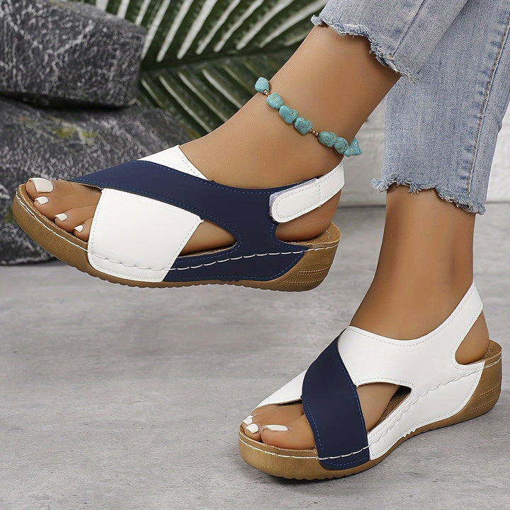 Harper | Women's Criss-cross Wedge Sandals with Colorblock