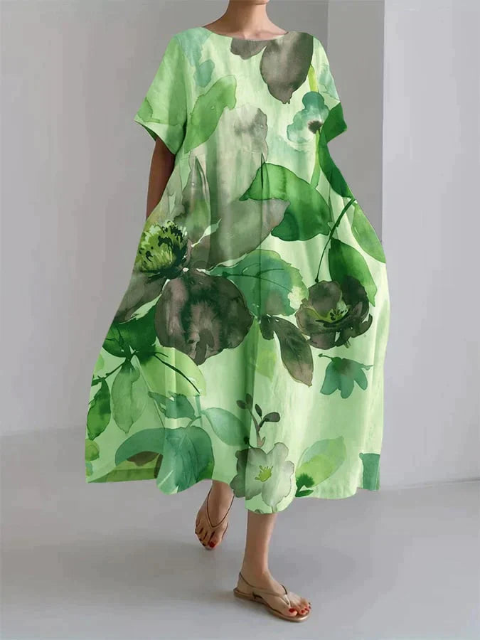 Calla | Women's Short Sleeves Oversized Floral Print Dress