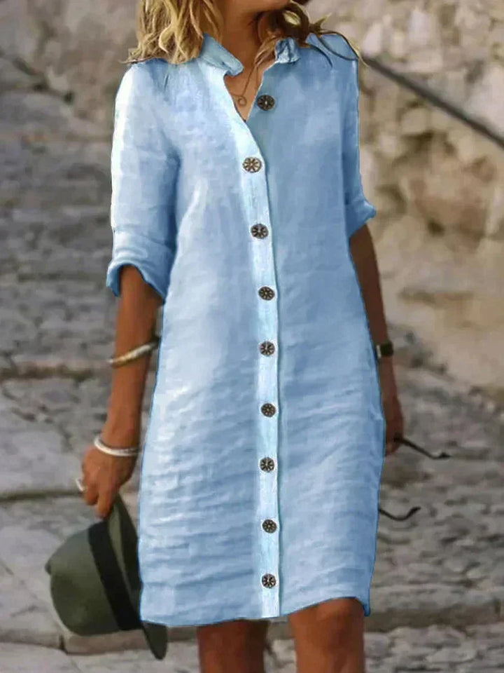Myrtel | Women's Relaxed Fit Linen Blend Shirt Dress