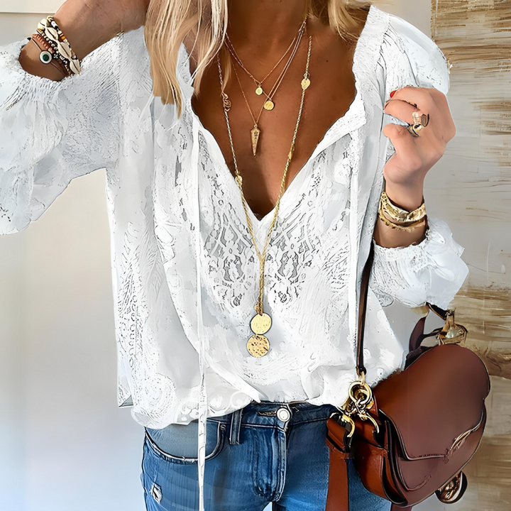 Vera | Women's Vintage Guipure Sheer Lace Blouse