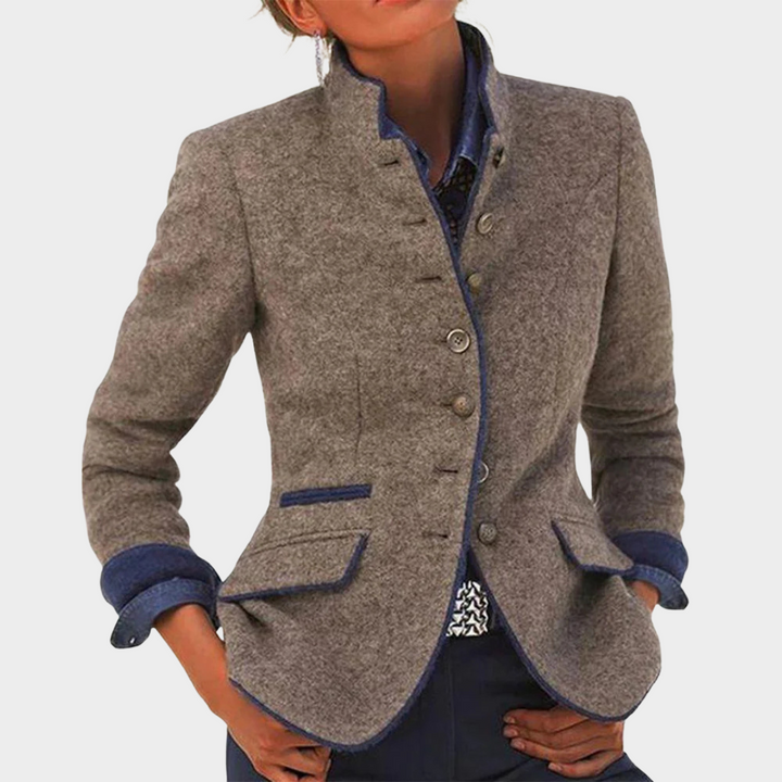 Renata | Women's Stand Collar Coat with Buttons and Pockets