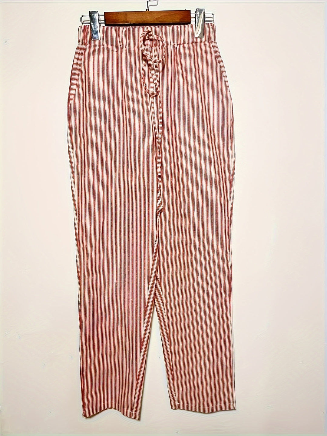 Jordana | Women's Striped Loose Fit Pants with Folded Hem