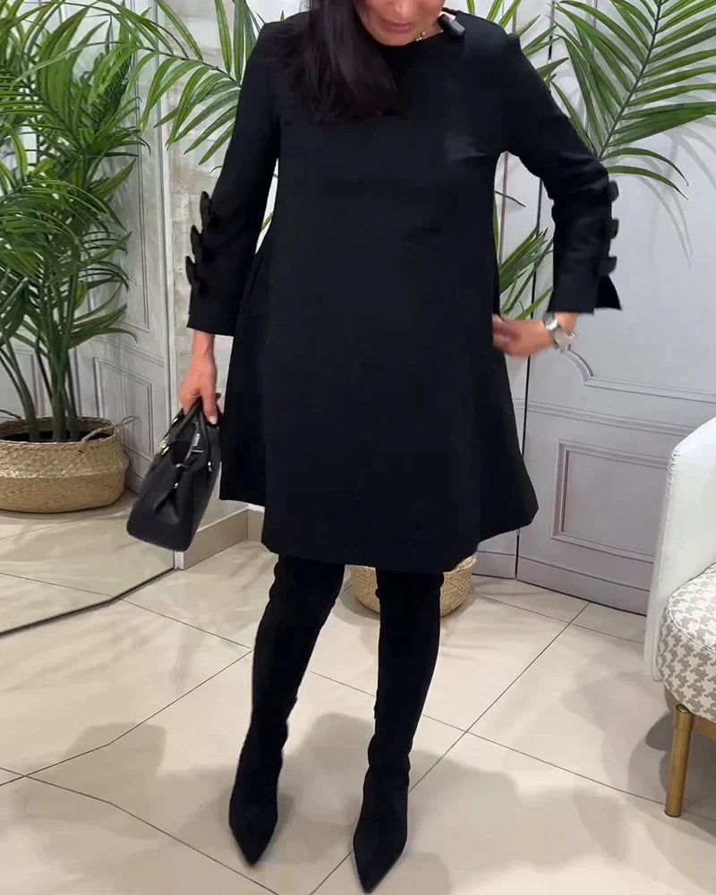 Elani | Women's A-Line Mini Dress with Bow Sleeve Accents