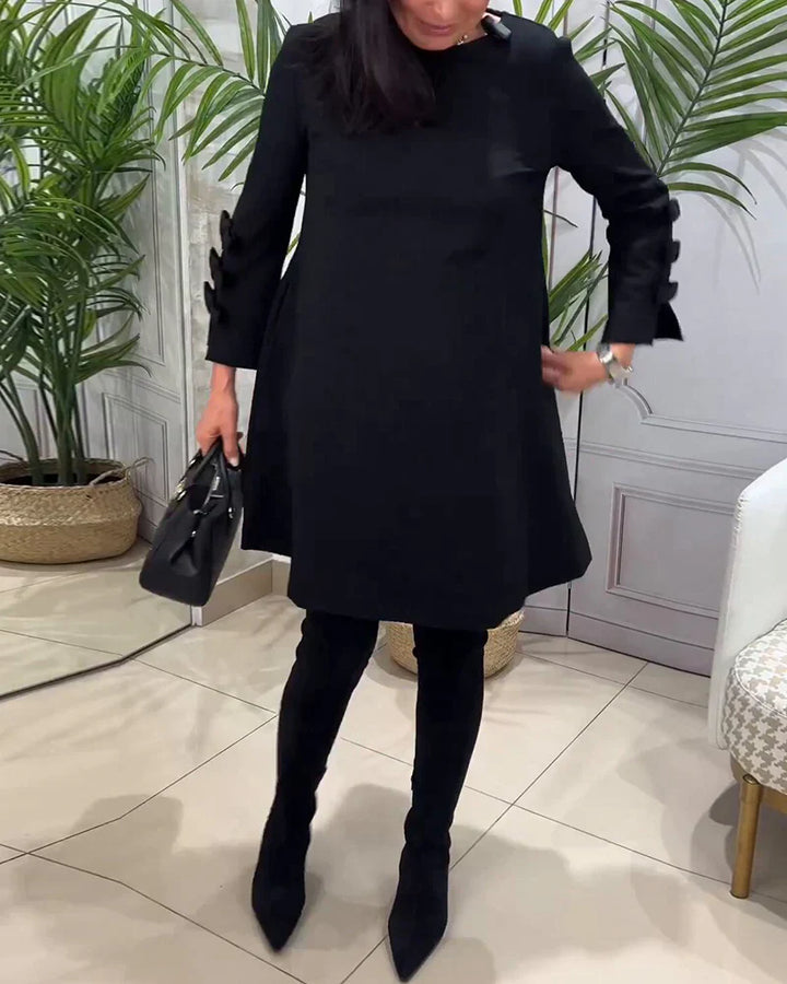 Elani | Women's A-Line Mini Dress with Bow Sleeve Accents